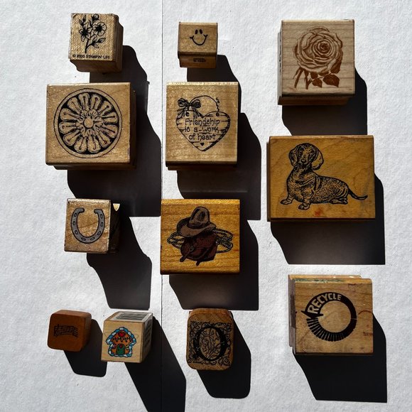 Office Rubber Stamps Dachshund Western Hat Horseshoe Smiley Face Rose